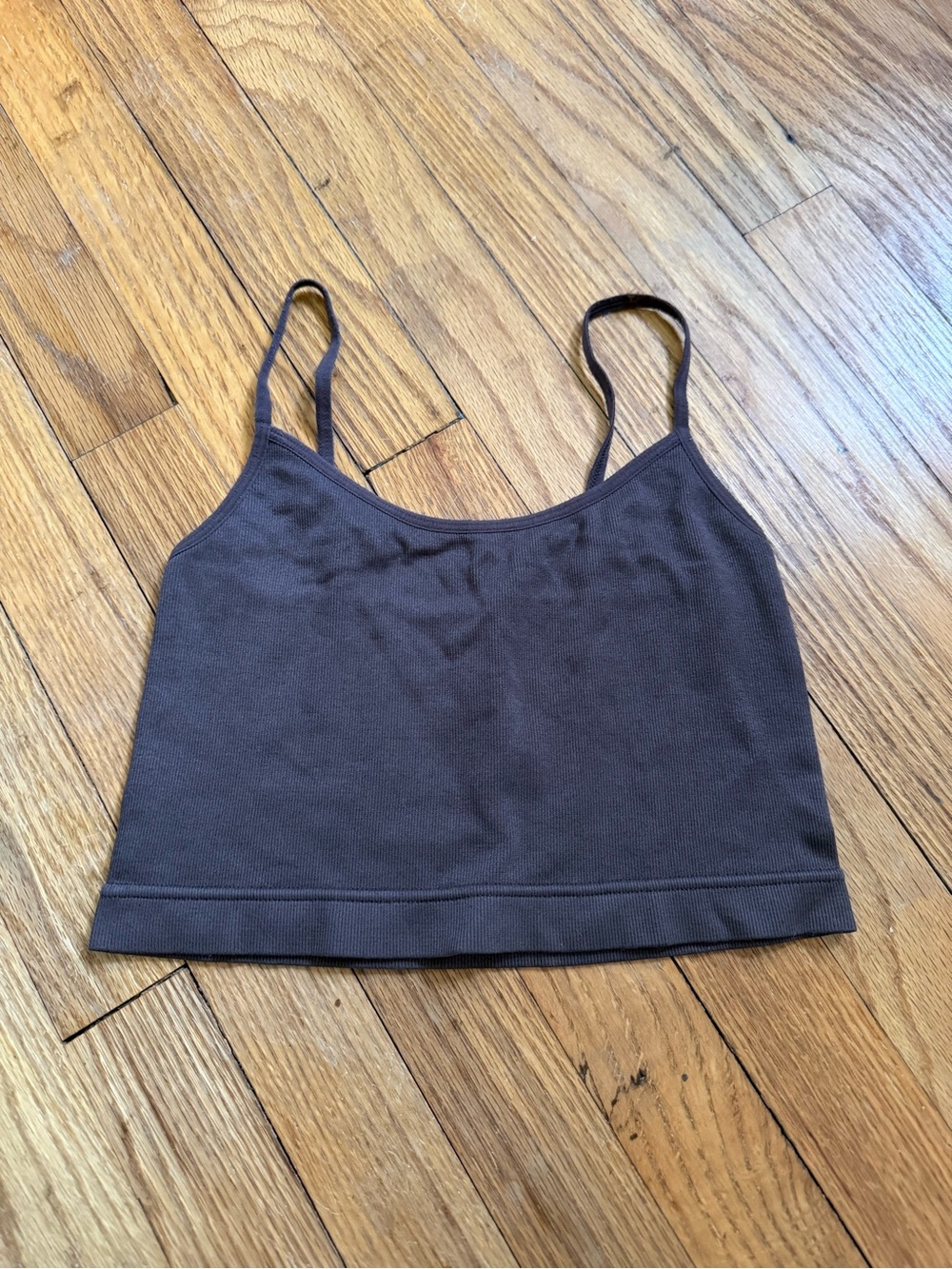 Garage Brown Spaghetti Strap Cropped Tank